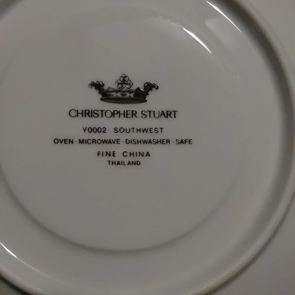 Christopher Stuart Y0002 Chic 5PC Dinnerware Set with Blue and‎ Green Trim